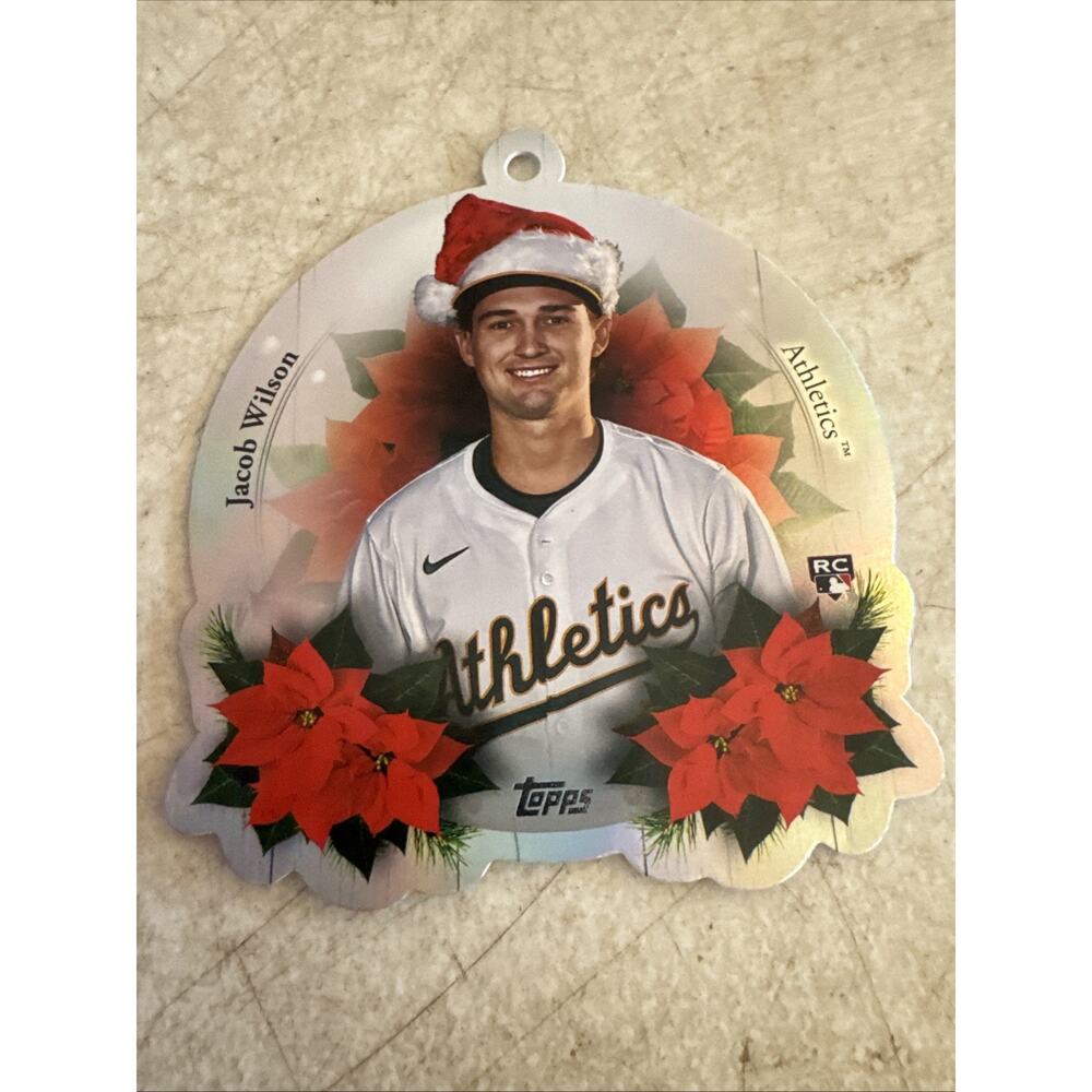 2025 Topps Holiday Jacob Wilson #OO-7 Oversized Die-Cut Ornament SP RC Athletics
